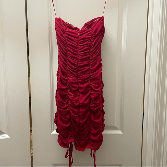 Red ruched mini dress - Picture 7 of 9